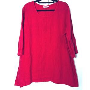 Bryn Walker Linen Tunic Top Womens XL Pink Made in USA Lightweight 3/4 Sleeve